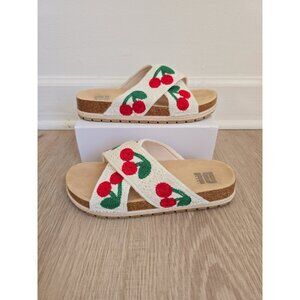 Dirty Laundry Tacoma Cherry Crochet Sandals 10 Cork Slides Slip Flats Shoes